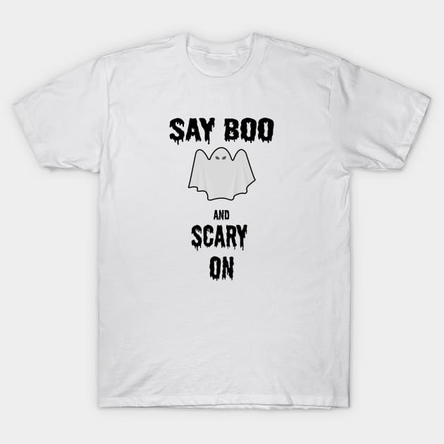 Halloween Say Boo Ghost T-Shirt by stokedstore